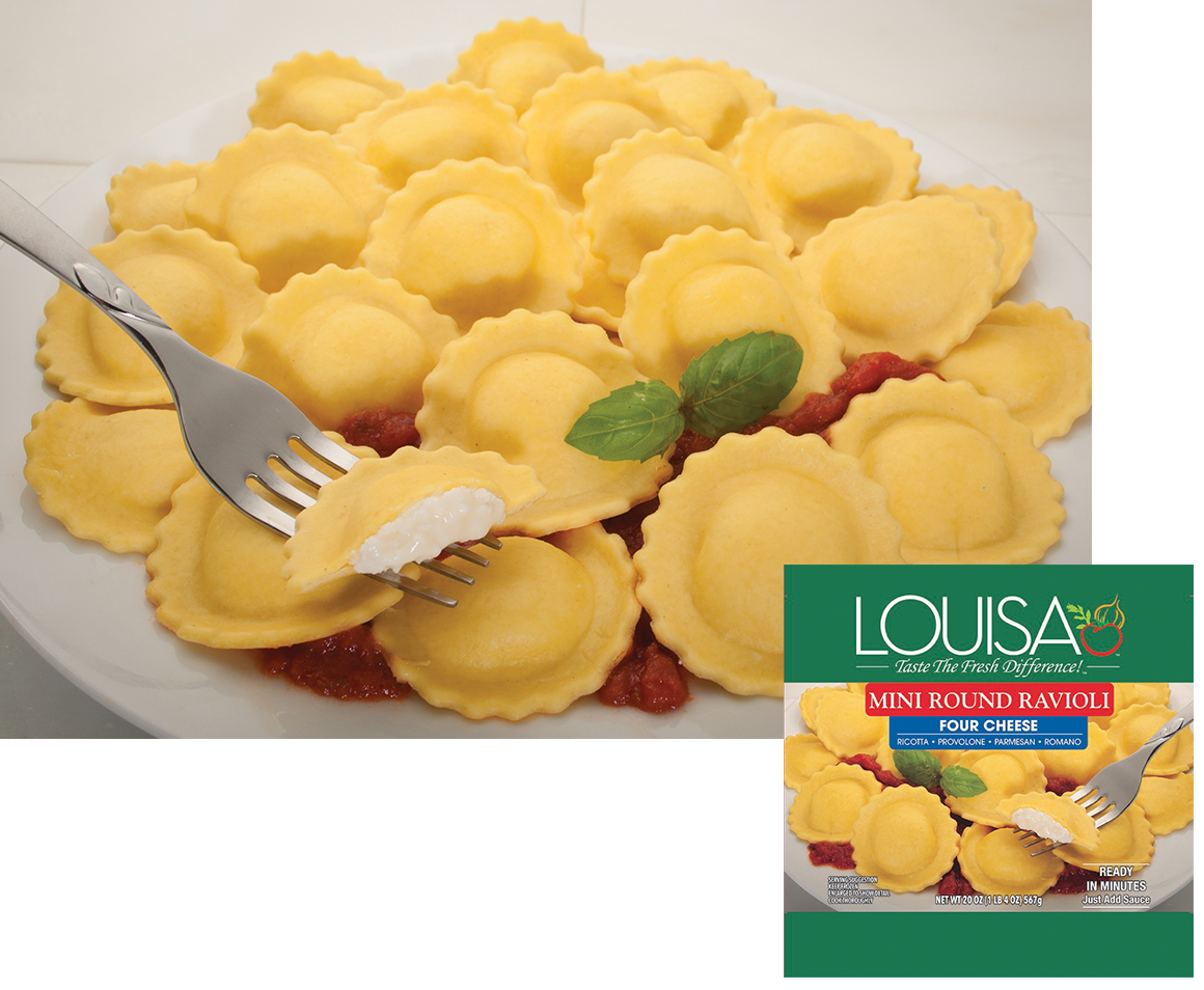 Ravioli, Mini Round Four Cheese | Louisa Foods