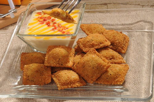 Toasted Sausage Ravioli with Pepper Jack Dipping Sauce