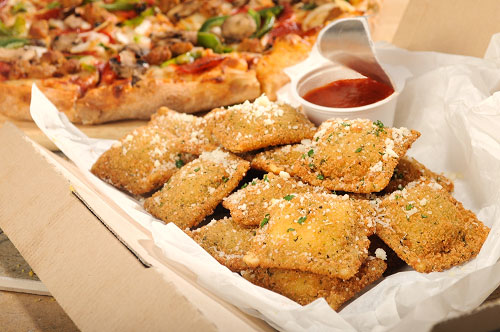 Toasted Sausage and Cheese Ravioli with Pizza Sauce
