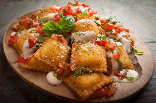 Toasted Sausage Ravioli "Caprese" Loaded