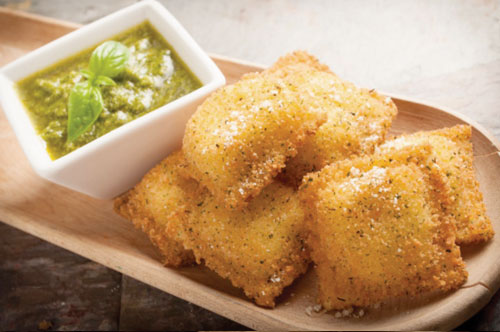 Toasted 4 Cheese Ravioli with Basil Pesto