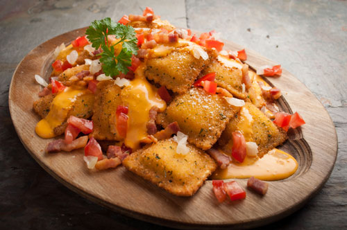 Toasted Beef & Cheese Ravioli  "Bacon Cheeseburger" Loaded