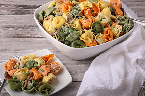 Creamy Tortellini, Bacon Pasta Salad with Lemon Parmesan Dressing