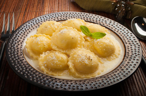 Mini Round Cheese Ravioli With Butter Sauce