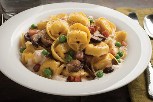 Tortellini with Ham and Peas