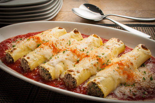 Beef & Pork Cannelloni with Smoked Cheese and Tomato Sauce