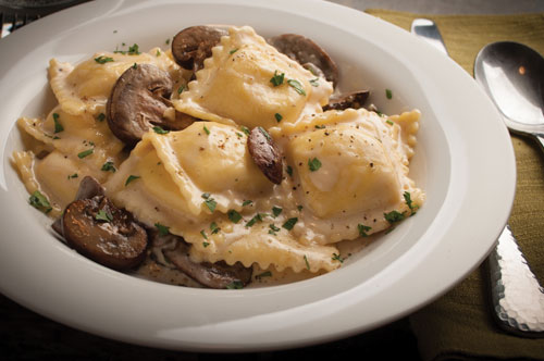 Beef Ravioli Alfredo with Mushrooms