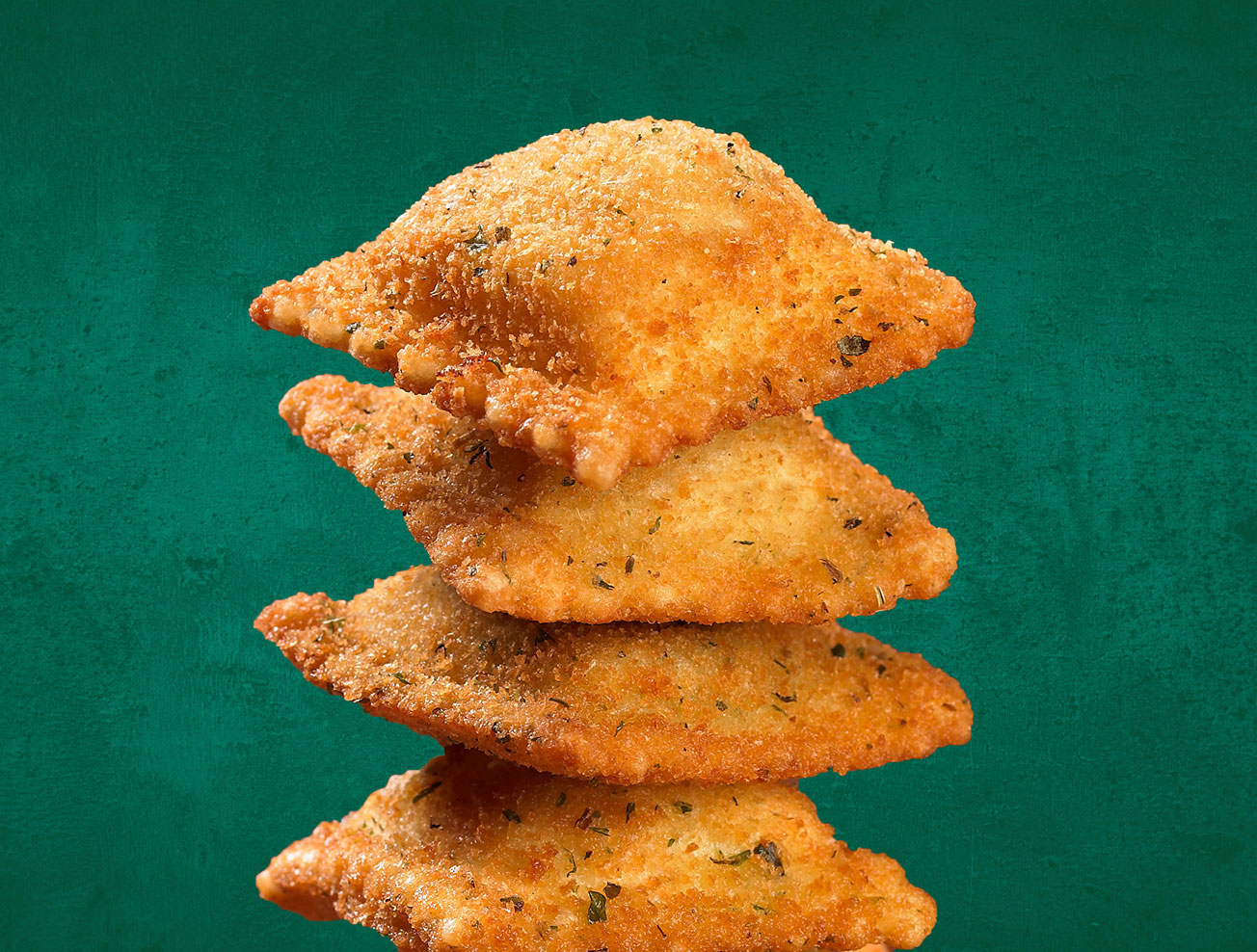 a stack of toasted ravioli
