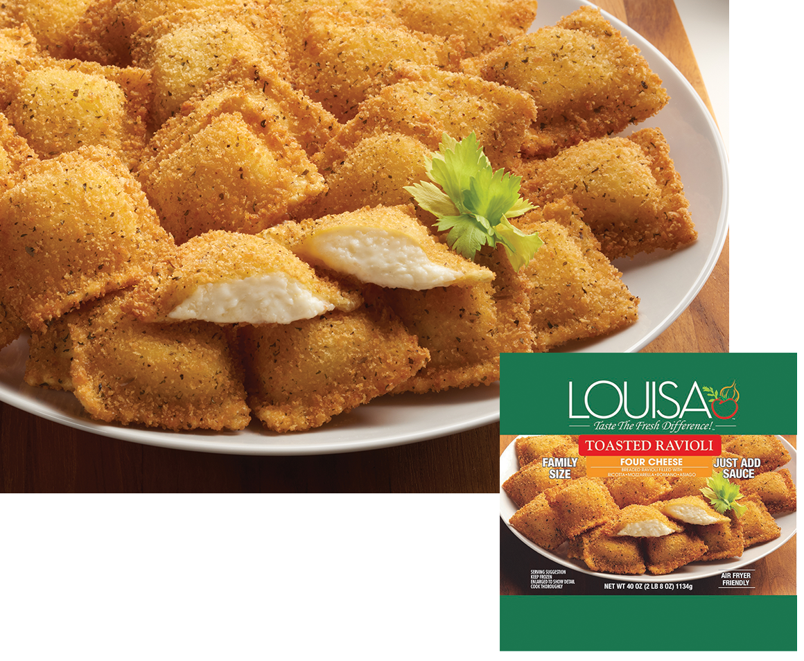 Toasted Four Cheese Ravioli 40oz Value Size | Louisa Foods